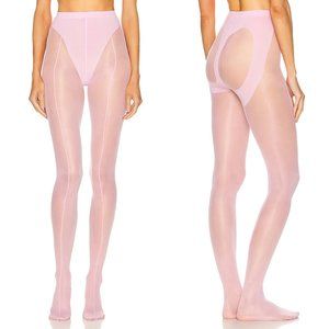 Wolford x Mugler A Tight in Light Pink Line Hosiery Tights Leggings - XS